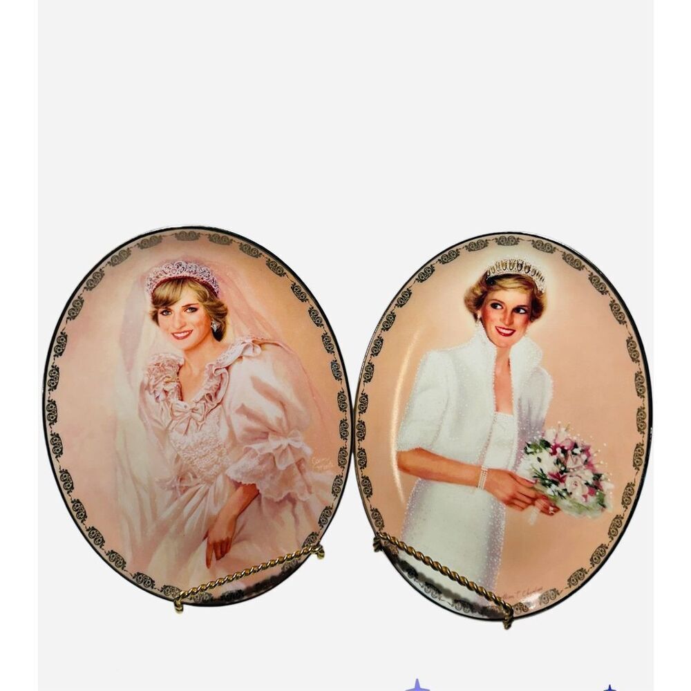 Set of Tow 1997 Bradford Exchange Princess Diana Plates Stand including